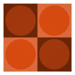 70s Checks and Circles Flame Orange Perfect Poster