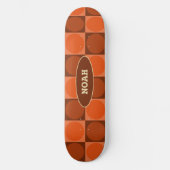 70s Checks and Circles Flame Orange Persoonlijk Skateboard (Voorkant)