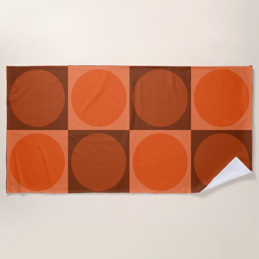 70s Checks and Circles Flame Orange Strandlaken (Voorkant)