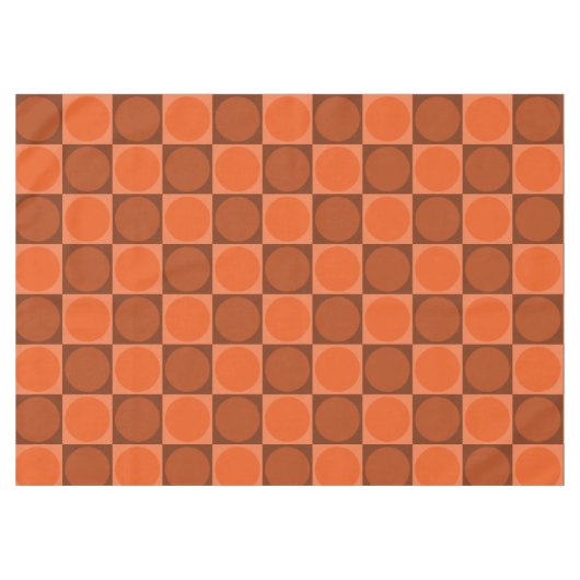 70s Checks and Circles Flame Orange Tafelkleed (Voorkant (Horizontaal))