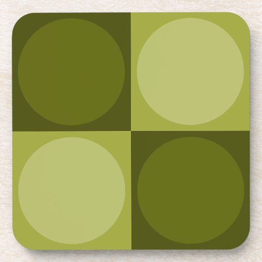 70s Checks and Circles Green Bier Onderzetter (Voorkant)