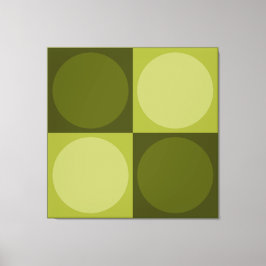 70s Checks and Circles Green Canvas Afdruk
