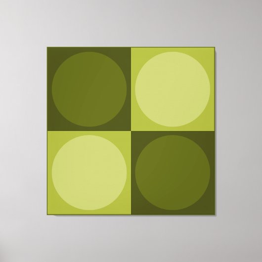 70s Checks and Circles Green Canvas Afdruk (Voorkant)