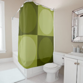 70s Checks and Circles Green Douchegordijn