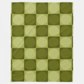 70s Checks and Circles Green Fleece Deken (Voorkant)