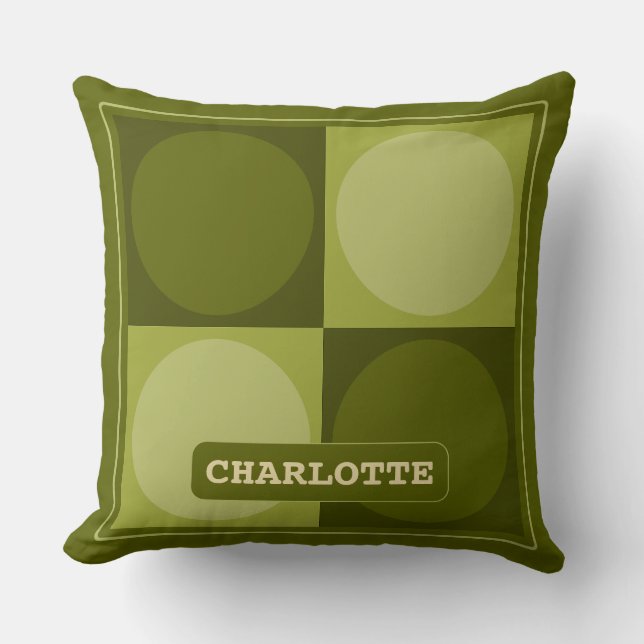 70s Checks and Circles Green Kussen (Voorkant)