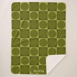 70s Checks and Circles Green Sherpa Deken