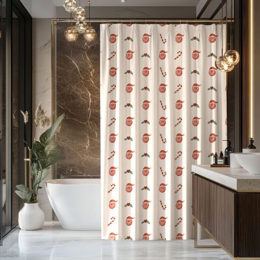 70s Christmas Curtain Pastel Vibe for Holidays Douchegordijn