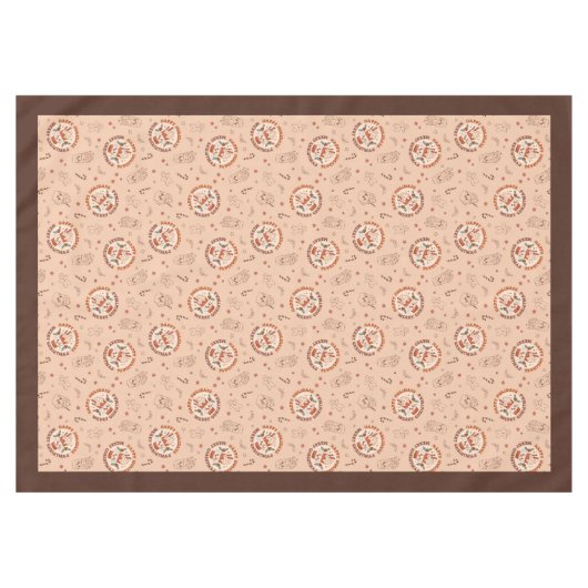 70s Christmas Tablecloth Peace Love Pastel Look Tafelkleed (Voorkant (Horizontaal))