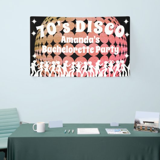 70's Disco Bachelorette Party | Roze glazige bal Spandoek (Beurs)