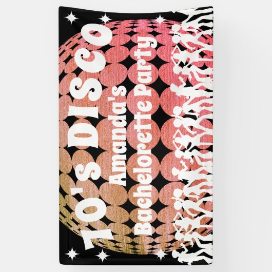 70's Disco Bachelorette Party | Roze glazige bal Spandoek (Verticaal)