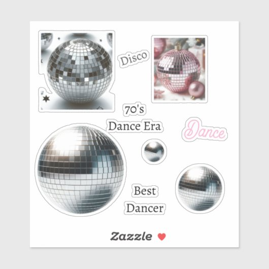 70's Disco Bal Dans Vinyl Set Sticker (Vel)