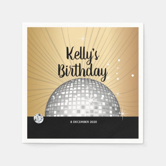 70s, disco ball, Cocktail Paper Napkins Servet (Voorkant)