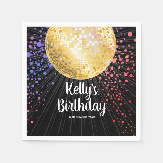 70s, disco ball, Cocktail Paper Napkins Servet (Voorkant)