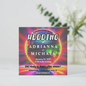 70s Disco Ball Retro Nostalgie bruiloft uitnodigin Kaart (Staand voorkant)