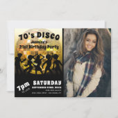 70's Disco Birthday Foto | Glitter Ball Kaart (Voorkant)