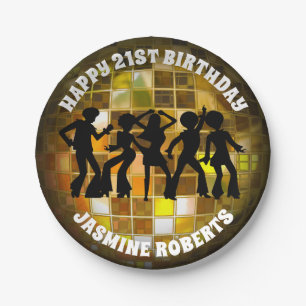 70's Disco Birthday   Glitter Ball Papieren Bordje