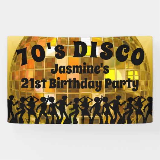 70's Disco Birthday | Glitter Ball Spandoek (Horizontaal)