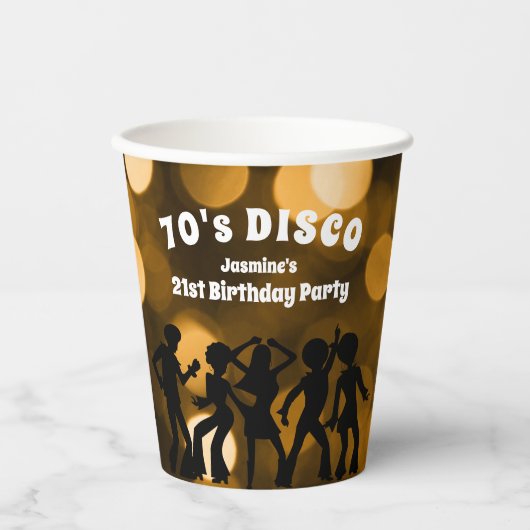 70's Disco Birthday Party Papieren Bekers (Voorkant)