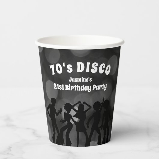 70's Disco Birthday Party Papieren Bekers (Achterkant)