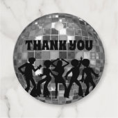 70's Disco Birthday Silver Glitter Ball Dank je Bedankjes Labels (Voorkant)