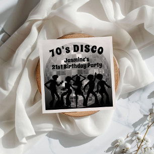 70's Disco Birthday   Silver Glitter Ball Servet