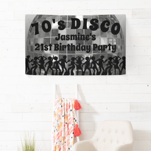 70's Disco Birthday | Silver Glitter Ball Spandoek (Insitu)