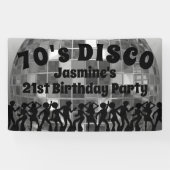70's Disco Birthday | Silver Glitter Ball Spandoek (Horizontaal)