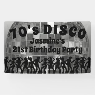 70's Disco Birthday   Silver Glitter Ball Spandoek