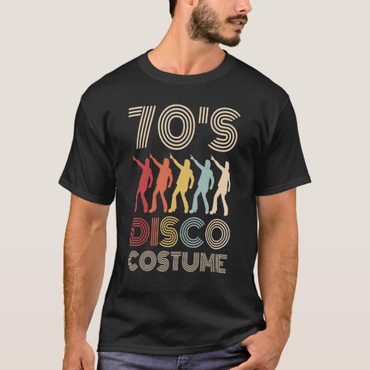 70s Disco Costume 70 Styles 1970s Mannen Geachte P T-shirt (Voorkant)