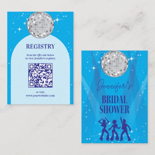 70s Disco Dancing Queen Bridal Shower Registry Informatiekaartje (Voorkant / Achterkant)