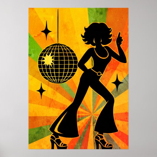 70s Disco Danser Retro Poster (Voorkant)