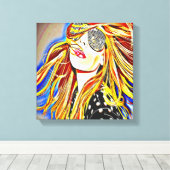 70's Disco Girl Canvas Afdruk (Insitu (Houten vloer))