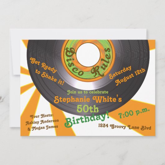 70s Disco Groovy 45 Record 50e verjaardagsfeestje Kaart (Voorkant)