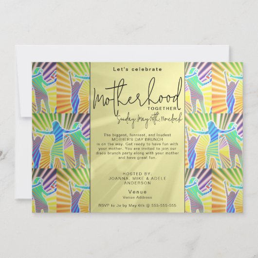 70s Disco Retro Script Moederdag Dinner Brunch Kaart (Voorkant)
