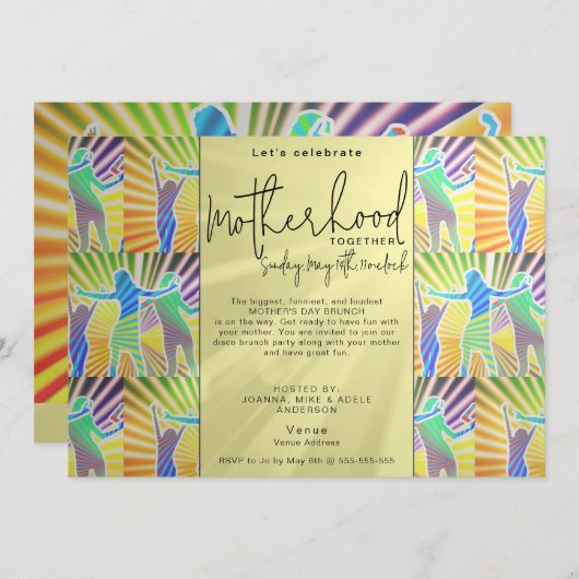 70s Disco Retro Script Moederdag Dinner Brunch Kaart (Voorkant / Achterkant)