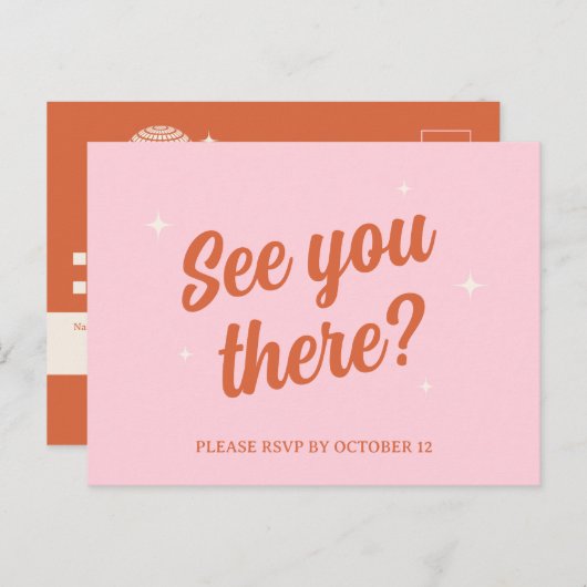 70s Disco Sparkles Kleurrijke Moderne Retro Bruilo Briefkaart (Voorkant / Achterkant)