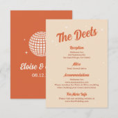 70s Disco Sparkles Retro Bruiloft De Details Kaart (Voorkant / Achterkant)