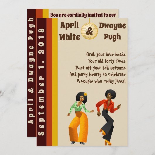70s Disco Style Uitnodiging (Voorkant / Achterkant)