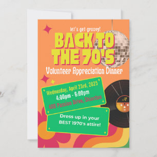 70s Disco Thema Vrijwilliger Waardering Partij Kaart