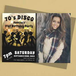 70's Disco Verjaardagsfoto | Gouden Glitterbal Kaart