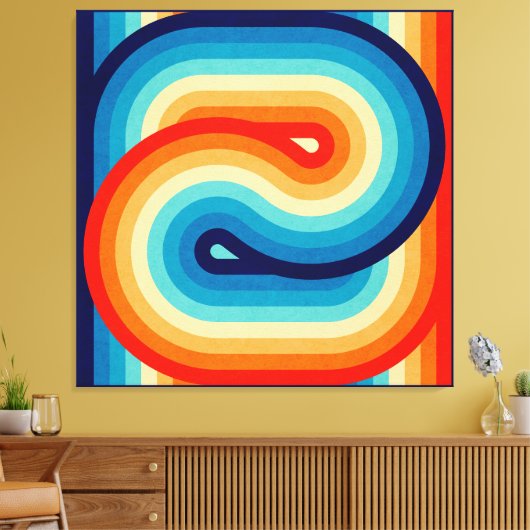 70s Double Wave Canvas Afdruk (Insitu (Woonkamer))