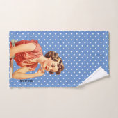 70s Elegant uniek retro kunstwerk Polka dots Blauw Bad Handdoek (Handdoek)