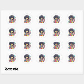 70s Era Retro Disco Woman Ronde Sticker (Vel)