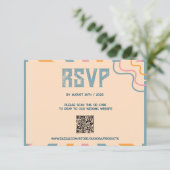  70s Floral RSVP Card met QR code Kaartje (Staand voorkant)