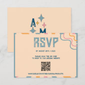  70s Floral RSVP Card met QR code Kaartje (Voorkant / Achterkant)