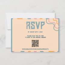  70s Floral RSVP Card met QR code