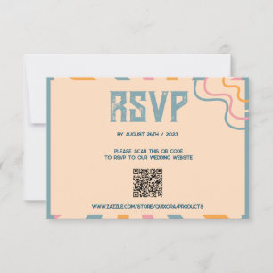  70s Floral RSVP Card met QR code Kaartje