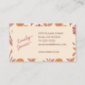 70s Flowers Handmade By Name Cream Boho Style Scha Visitekaartje (Achterkant)