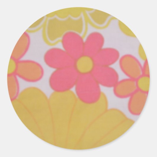 70's Flower's Retro Ronde Sticker (Voorkant)